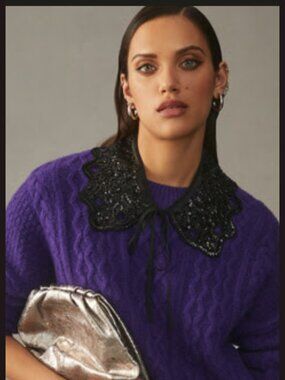 NWT Anthropologie Beaded Collar Fabric Necklace